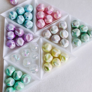 Acrylic Iridescent Pearlescent Fig Wrinkled Beads 16mm Japanese Macaron Loose Beads For DIY Phone Chain Jewelry Making Accessories