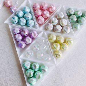 Colorful 16mm macaron acrylic beads set in white trays for DIY jewelry making