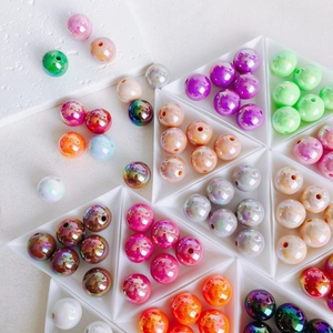 Colorful Iridescent Acrylic Round Beads Aurora Pearlescent Loose Beads For DIY Bracelet Necklace Jewelry Making Accessory