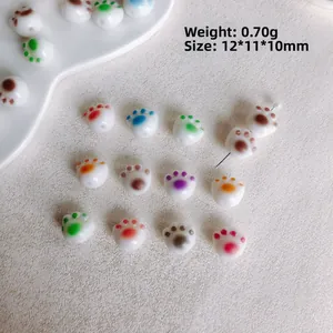 Perline gatto macaron DIY per braccialetti, perline colorate 12x11x10mm per bigiotteria