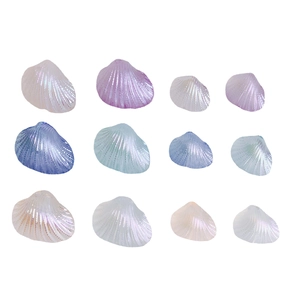 Iridescent mermaid scale fan-shaped shell beads in assorted colors for DIY jewelry making