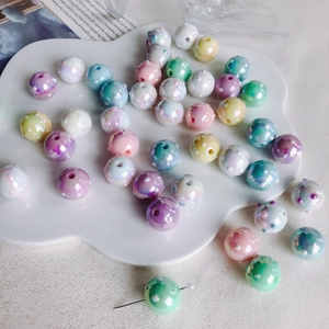 Colorful acrylic polka dot beads with iridescent finish for DIY jewelry making and crafts