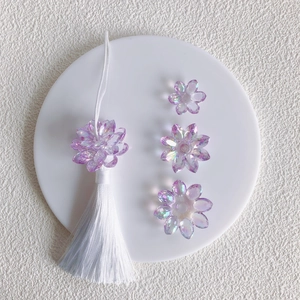 DIY Aurora clear acrylic flower charms with white tassels for earring jewelry making