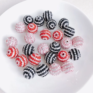 Ριγέ χάντρες Shamballa με στρας και τρύπες για χειροποίητη κατασκευή κοσμημάτων