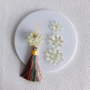 DIY Aurora acrylic crystal flower pendant with colorful silk tassels for earrings making