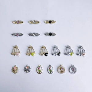 Alloy Heart Angel Wings Cherry Tulip Moon Charms For DIY Jewelry Making Necklace Bracelet Pendant Only Without Chain
