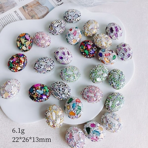 DIY colorful floral rhinestone beads and oval charms for handmade jewelry and phone chains