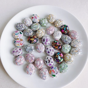 DIY Loose Beads For Jewelry Making Shell Inlaid Rhinestone Oval Beads For Phone Chain Necklace Handmade Accessory