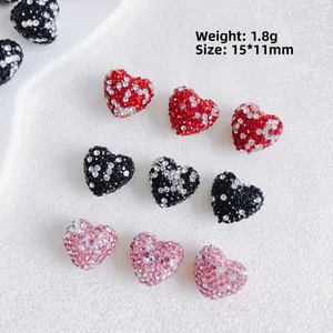 Alloy Pave Rhinestone Heart Shape Beads For DIY Jewelry Making Shiny Love Charms Spacers For Bracelet Necklace Crafts