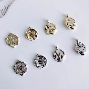 Vintage embossed gold and silver coin pendants set for DIY earring and jewelry making