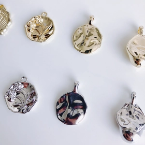 Retro relief gold coin pendants and floral organic charms for DIY jewelry earrings