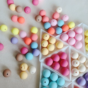 Perles en silicone macaron colorées pour bijoux DIY et chaînes de téléphone, fini mat