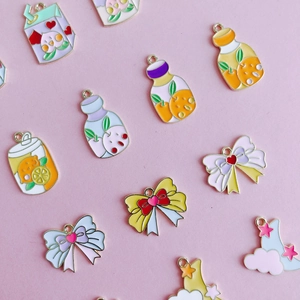 Assorted colorful enamel alloy butterfly and moon pendants for DIY jewelry making