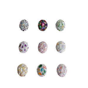 Sparkling crystal rhinestone beads with colorful floral inlay for DIY jewelry making