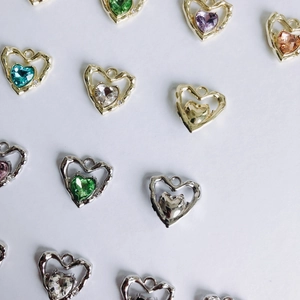Pendentifs cœur évidés en alliage coloré or et argent pour la création de bijoux DIY