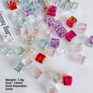 Bunte 12mm Acryl-Zuckerwürfelperlen für DIY-Handyketten und Schmuckherstellung