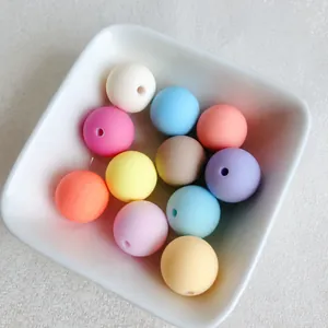 Perles rondes macaron mat 16mm pour création de bijoux DIY et chaînes de téléphone