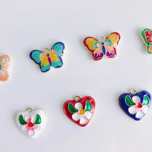 Pendentifs en Alliage d'Émail Coloré Papillon Cœur pour Fabrication de Bijoux Breloques Vintage pour Boucles d'Oreilles DIY