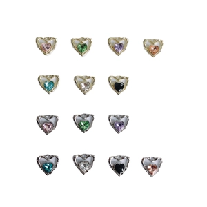 Pendentifs cœur brillants en alliage de couleurs variées avec cadres en métal doré et argenté