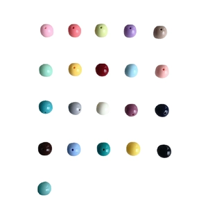 21 colors of round acrylic beads for DIY jewelry making with central holes for threading