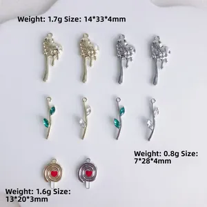 Lava Fluida in Lega Cuore Ramo Lecca-lecca Ciondoli Galvanici Strass Perla Artificiale Charms Per Fai da Te Creazione di Gioielli Ciondoli