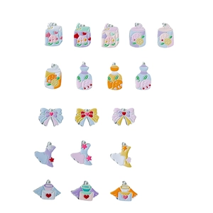 17pcs set of alloy pastel enamel pendants featuring fruit juice and moon shapes for DIY jewelry