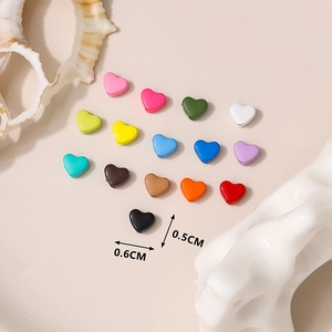 Colorful 0.6cm alloy heart beads in various bright colors for DIY jewelry making
