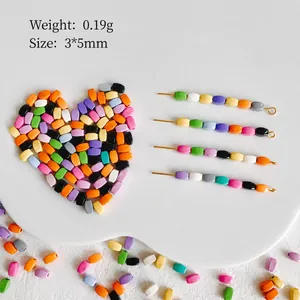 Colorful oval alloy beads set for DIY handmade bracelets and kids hair rope accessories