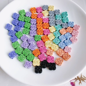 Colorful clover shaped DIY craft beads with straight holes for jewelry making