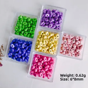 Colorful 6x8mm oval spray-painted alloy beads for DIY handmade necklace bracelet making
