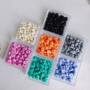 DIY colorful spray-painted alloy loose beads set in clear boxes for handmade jewelry