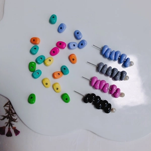 Colorful flat round spray-painted alloy beads for DIY jewelry making and handmade crafts