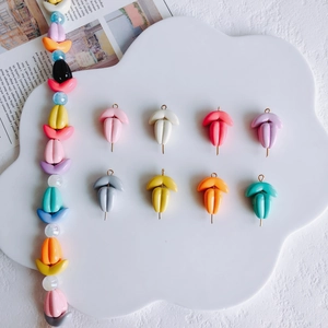 DIY Acrylic Tulip Beads Macaron Painted Flower Bud Connecting Beads For Jewelry Making Keychain Phone Chain Hair Accessories