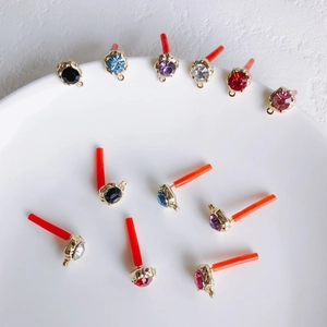 DIY Jewelry Findings Round Rhinestone Earring Stud Posts With 925 Sterling Silver Pins Alloy Round Crystal Connector Parts
