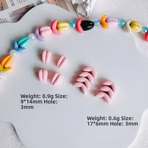 Pastel pink tulip and crescent acrylic beads for DIY jewelry making and phone charms
