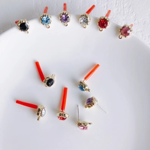 Minimalist round rhinestone stud earrings with hanging loop for DIY jewelry making