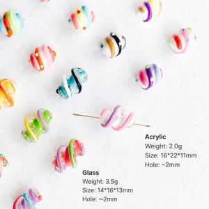 Perle a spirale colorate in acrilico e vetro con strisce arcobaleno per gioielli fai-da-te