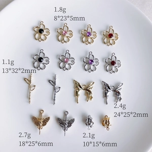 Pendentif en Alliage de Luxe Papillon Fleur Cœur Accessoires DIY Collier Bracelet Boucles d'Oreilles Strass Bijoux Gothiques