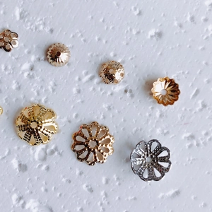 DIY jewelry 18K gold plated bead caps and floral hollow spacers for necklace making