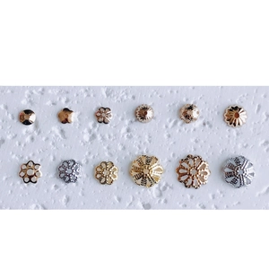 18K gold-plated bead caps and spacers in flower designs for DIY jewelry making