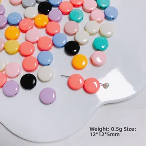 Cuentas redondas de acrílico en colores caramelo para DIY, tamaño 12x12x5mm, peso 0,5g