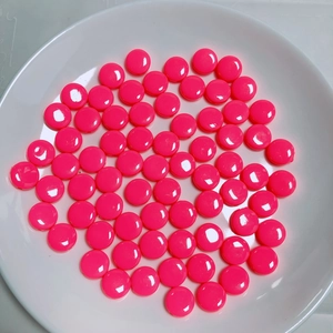 Cuentas de acrílico rosa neón redondas y planas con acabado brillante para joyería DIY