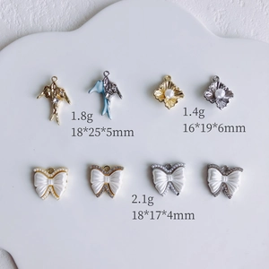 Legering Kunstparel Strass Zwaluw Strik Hanger Charms Voor DIY Ketting Armband Handgemaakte Sieraden Maken Accessoires