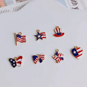 7-piece USA flag themed enamel alloy charms set for DIY jewelry making and crafts
