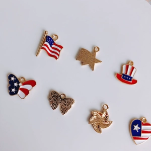 US flag style alloy pendants set including stars, bows and hearts for DIY jewelry making