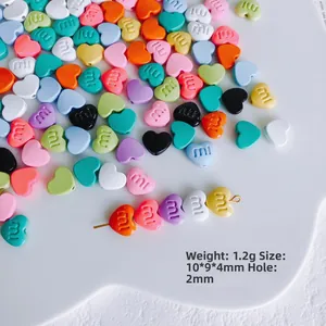 Bunte Macaron-Herzperlen mit mi-Gravur für DIY-Haarschmuck und Schmuckherstellung