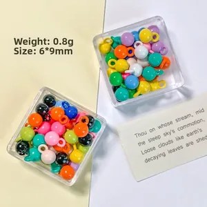 Perles rondes colorées 6x9mm macaron avec trous pour bijoux DIY et breloques de téléphone