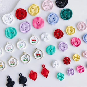 Colorful floral buttons and heart pendants DIY jewelry making accessories set
