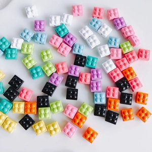 Colorful 2x2 building block beads in macaron shades for DIY jewelry making
