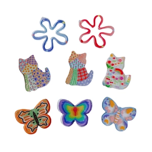 DIY colorful acrylic charms set with cats, butterflies and flowers for jewelry making